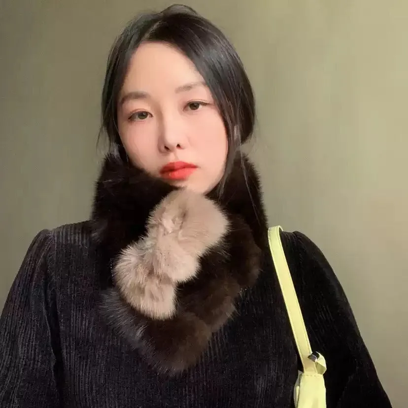 Original fur scarf sable whole leather scarf bow winter warm luxury real fur female court style shawl