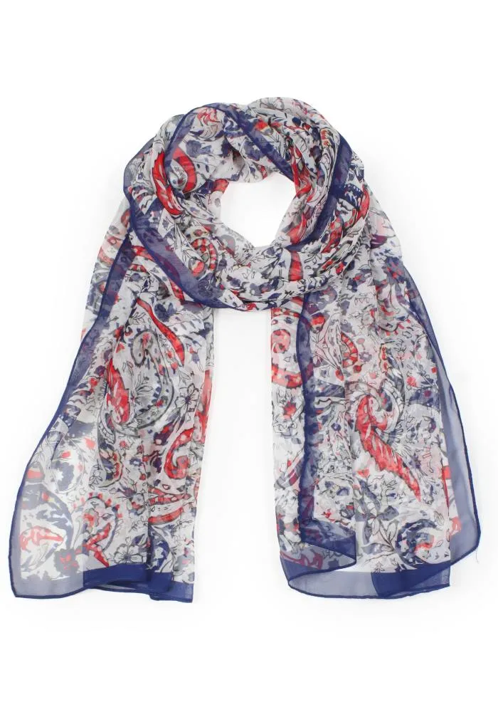 Paisley Print Chiffon Scarf