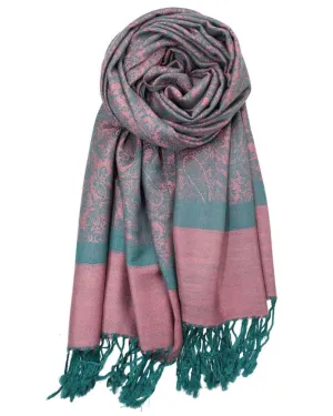 Pink & Teal Paisley Rave Pashmina