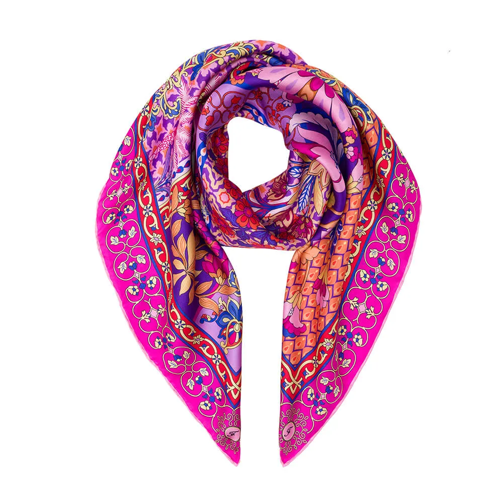 Porta Catania Porta Messina Pink Silk Twill Scarf and Ring