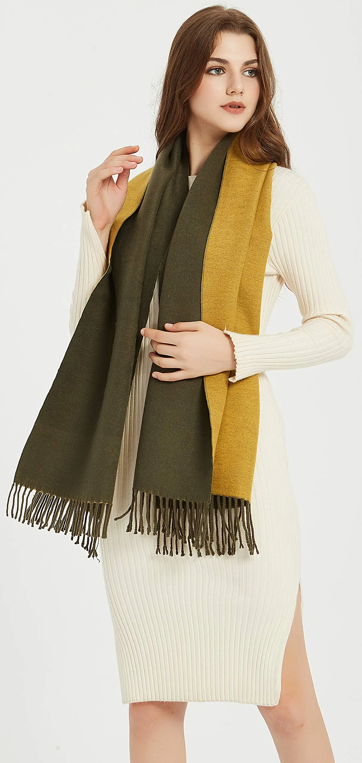 Premium Soft Elegant 2 Tone Virgin Wool Scarf Shawl Wrap