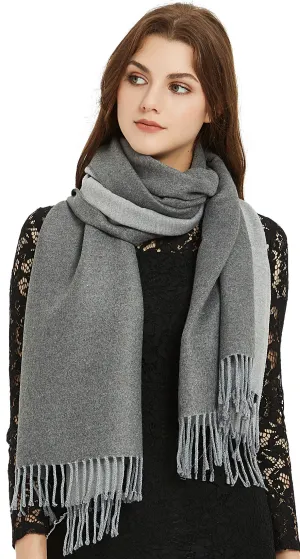 Premium Soft Elegant 2 Tone Virgin Wool Scarf Shawl Wrap