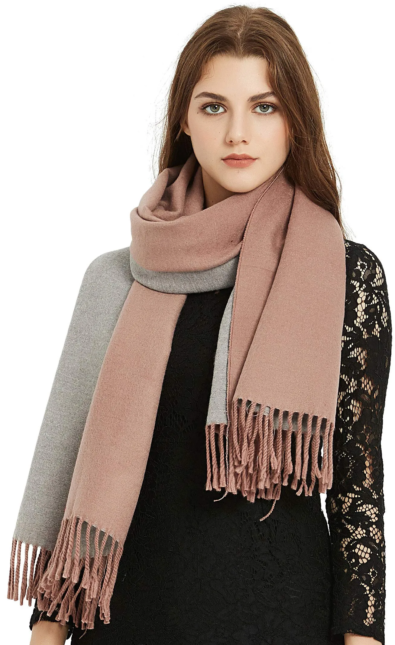 Premium Soft Elegant 2 Tone Virgin Wool Scarf Shawl Wrap