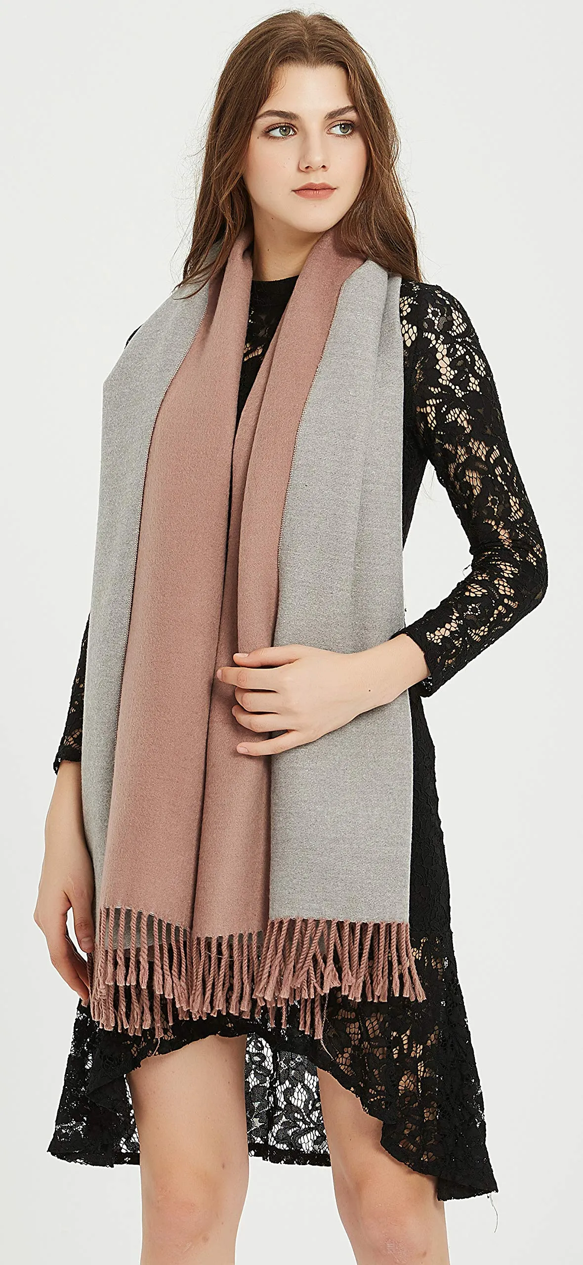 Premium Soft Elegant 2 Tone Virgin Wool Scarf Shawl Wrap