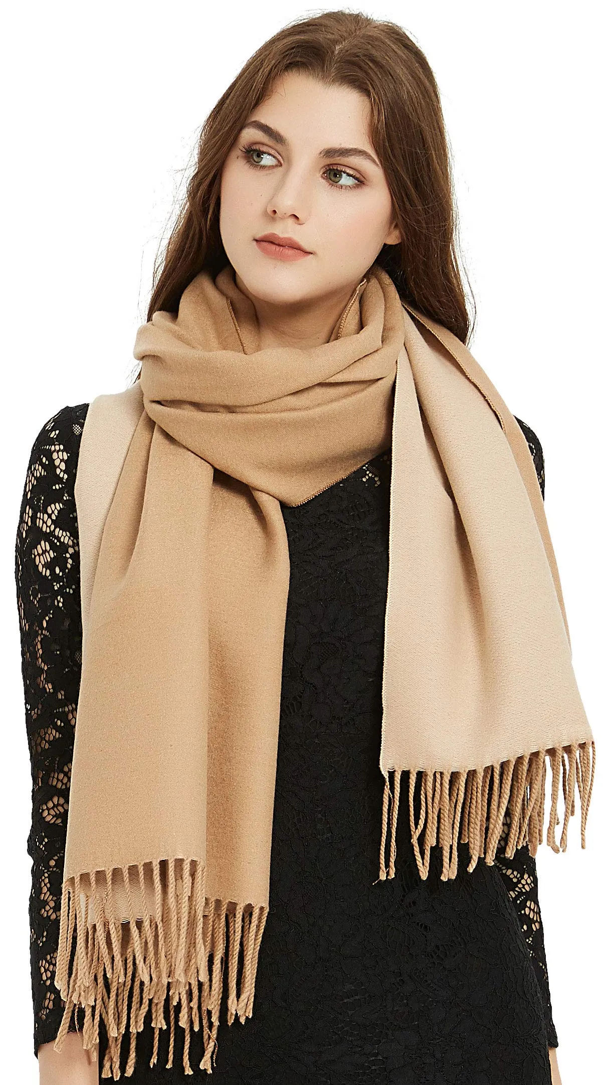 Premium Soft Elegant 2 Tone Virgin Wool Scarf Shawl Wrap