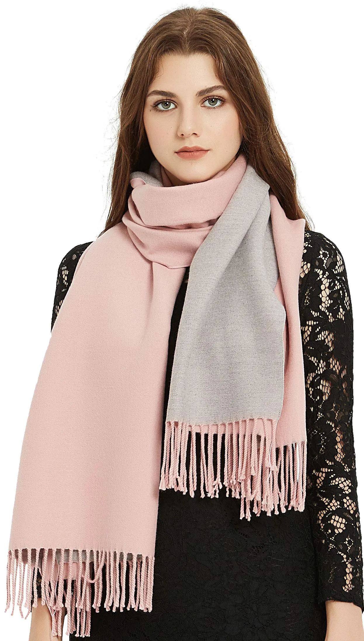 Premium Soft Elegant 2 Tone Virgin Wool Scarf Shawl Wrap