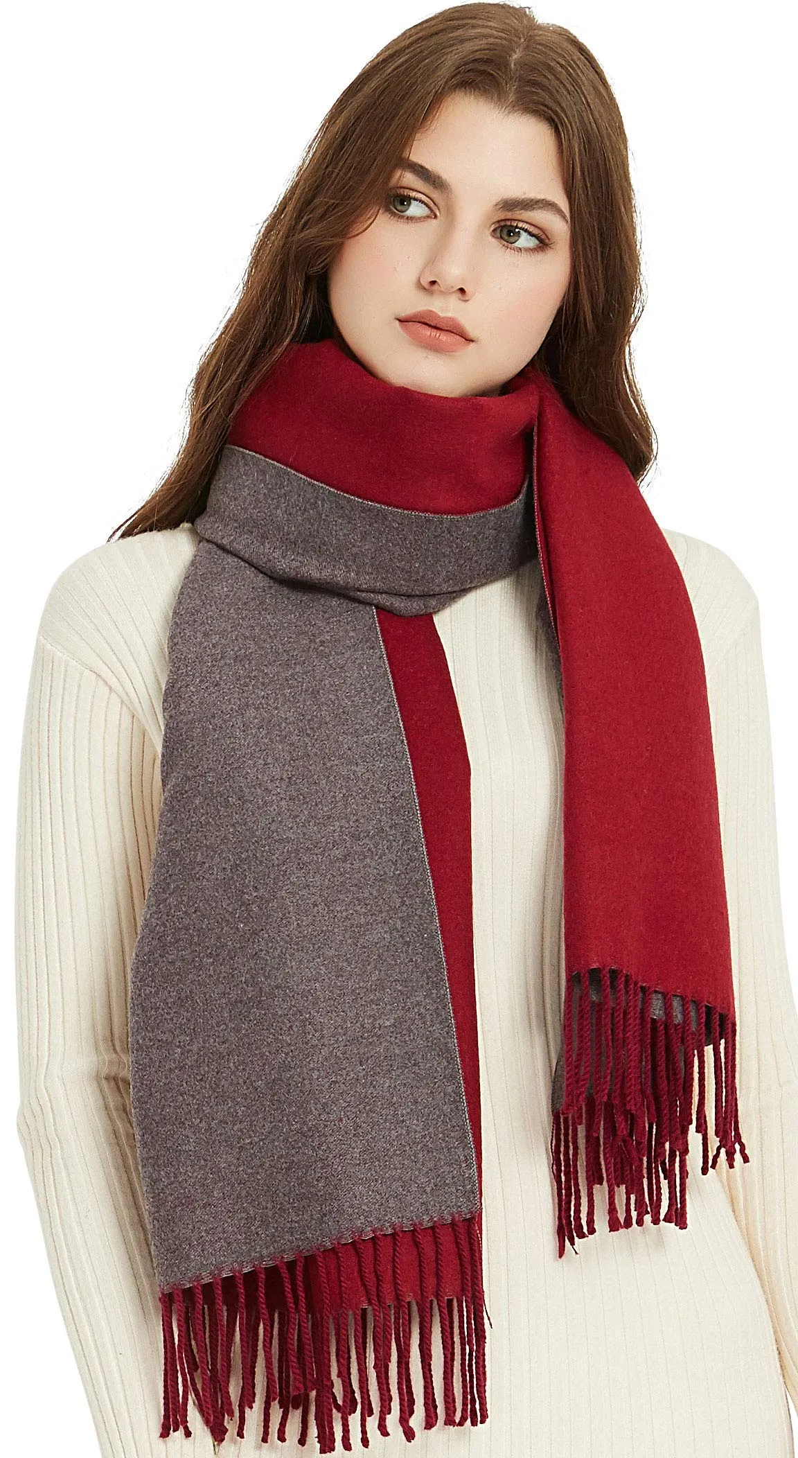 Premium Soft Elegant 2 Tone Virgin Wool Scarf Shawl Wrap