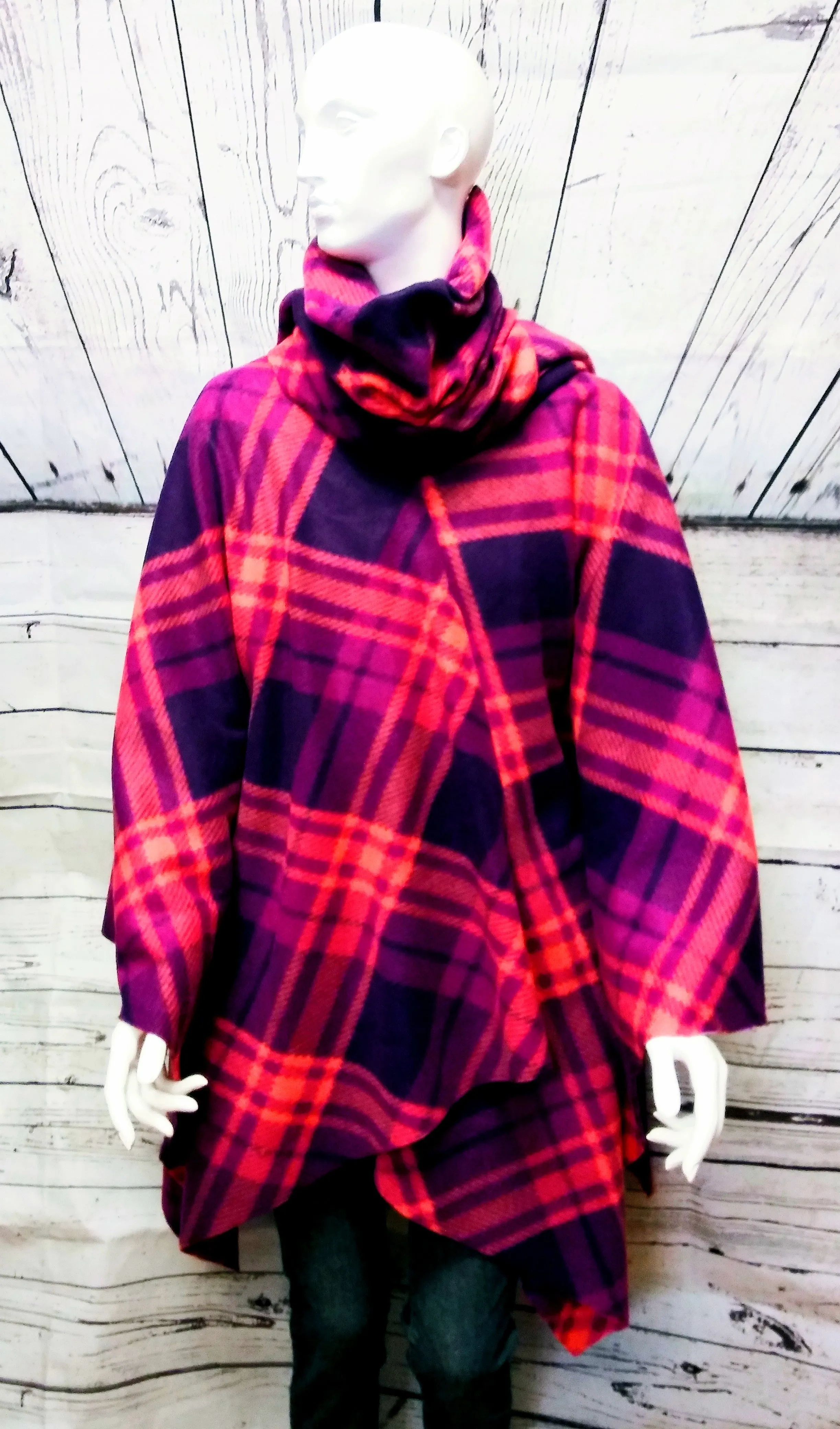 Purple Pink Women's Fleece Blanket Shawl Poncho