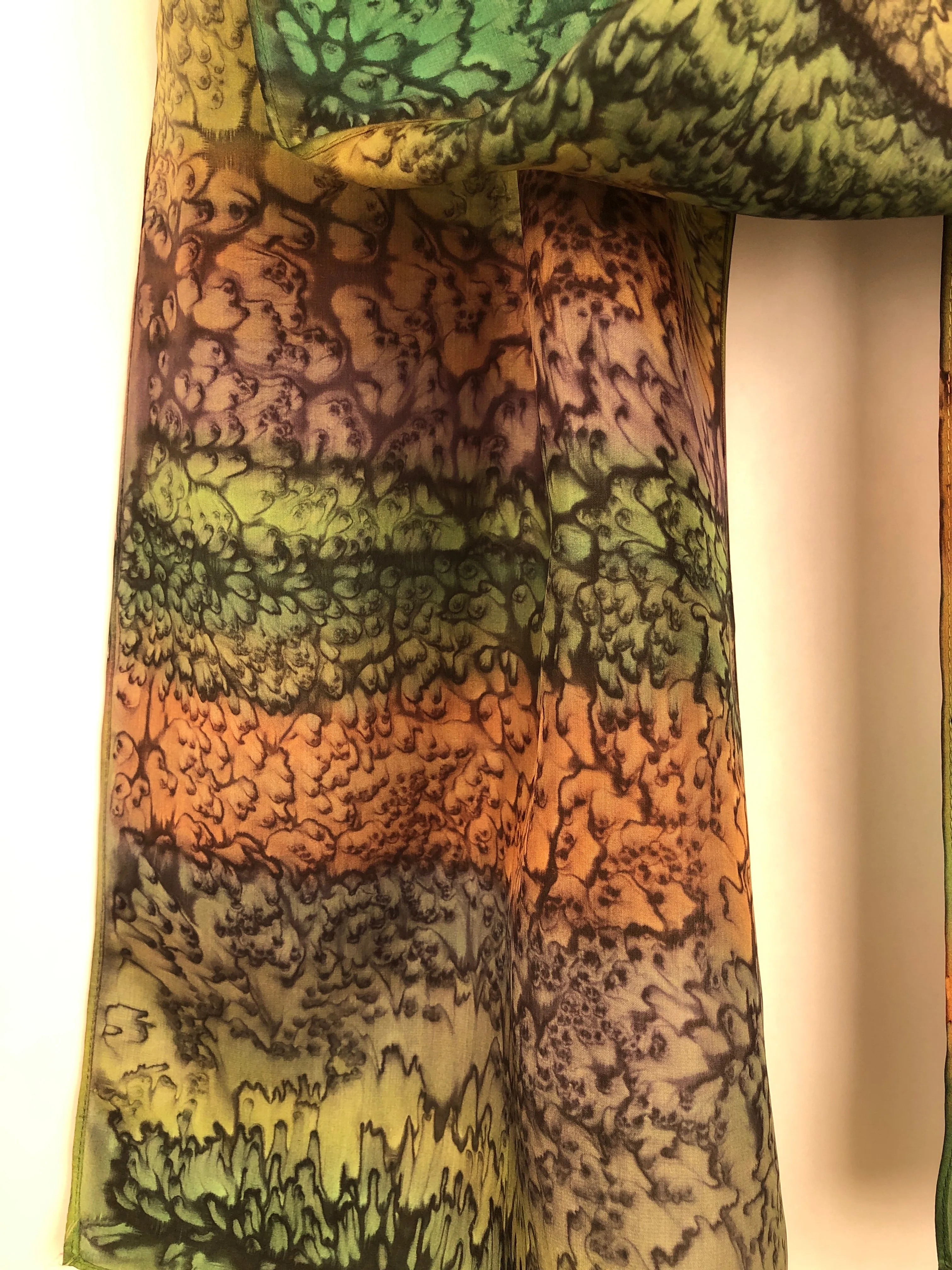 "Woodsy Mermaid" - Hand-dyed Silk Scarf - $125