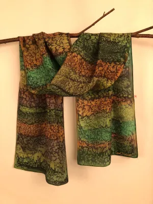 "Woodsy Mermaid" - Hand-dyed Silk Scarf - $125