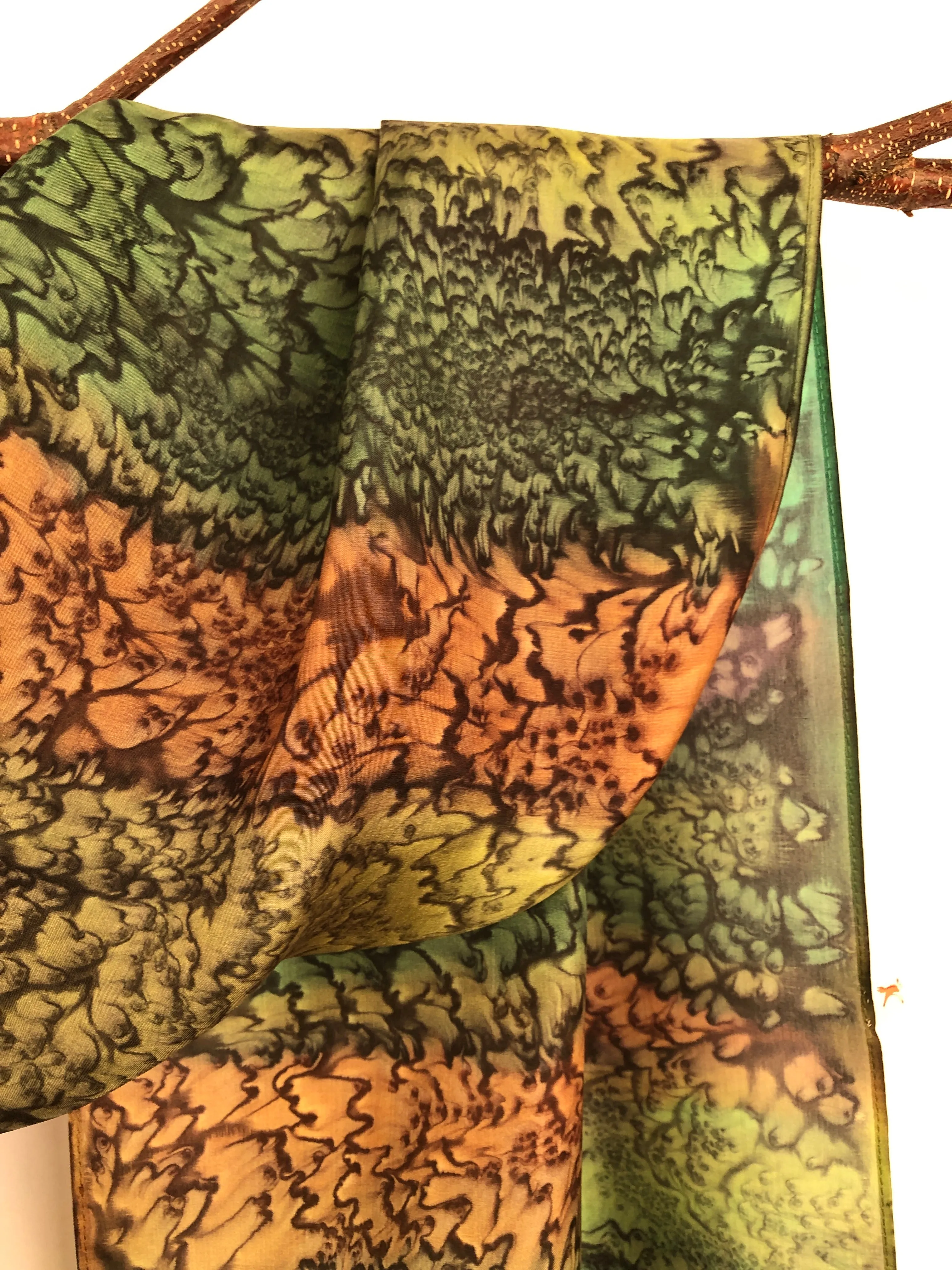 "Woodsy Mermaid" - Hand-dyed Silk Scarf - $125