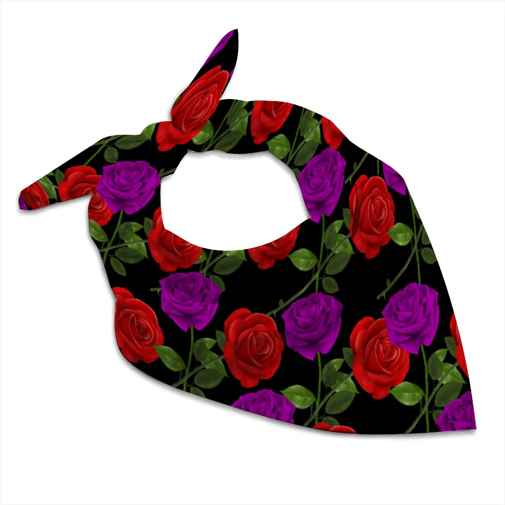 Red Rose Purp Soft Silk-liked Scarf 36" x 36" Thin Satin Shawl