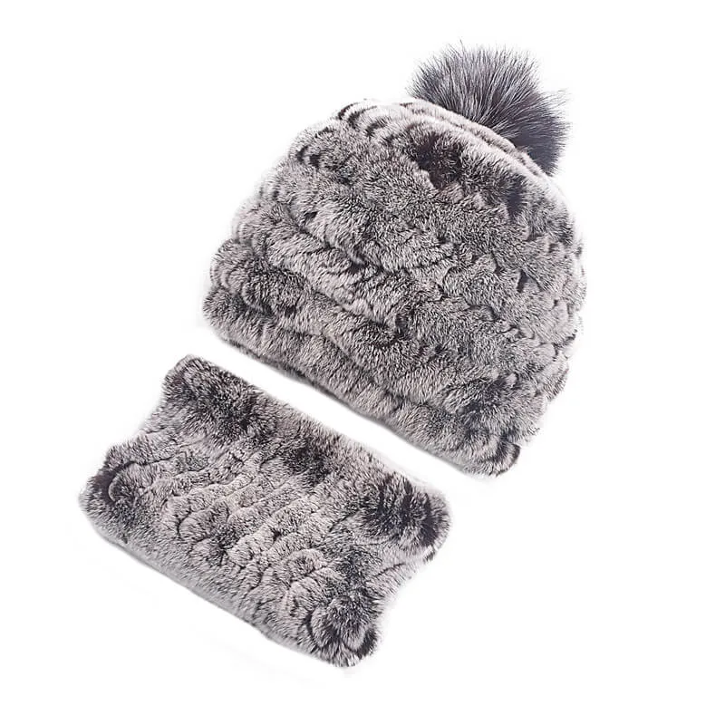 Rex rabbit fur hat female autumn and winter outdoor warm ear protection scarf casual suit