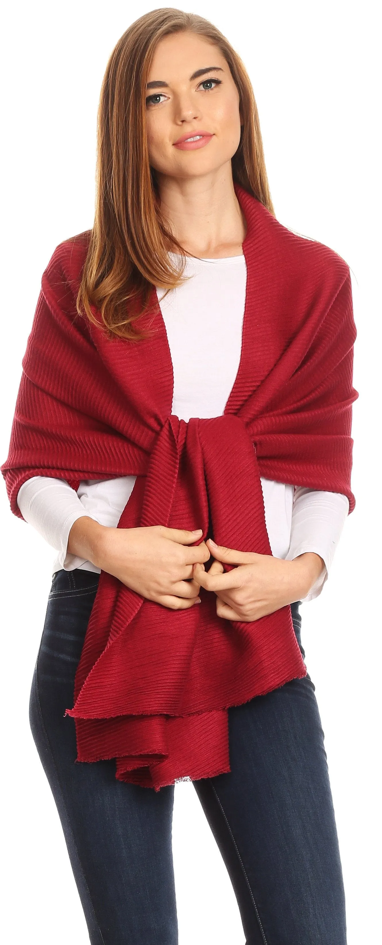 Sakkas Cara Pleated Crinkle Soft and Warm Shawl/ Wrap/ Stole