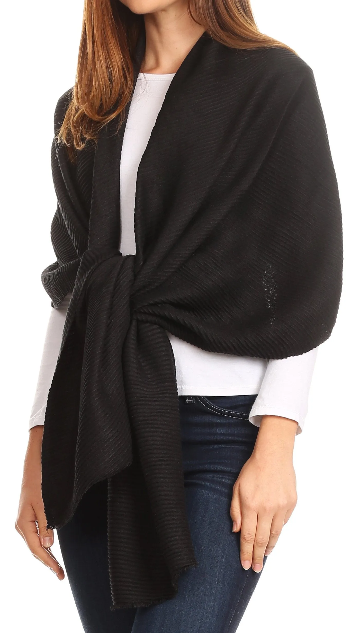 Sakkas Cara Pleated Crinkle Soft and Warm Shawl/ Wrap/ Stole