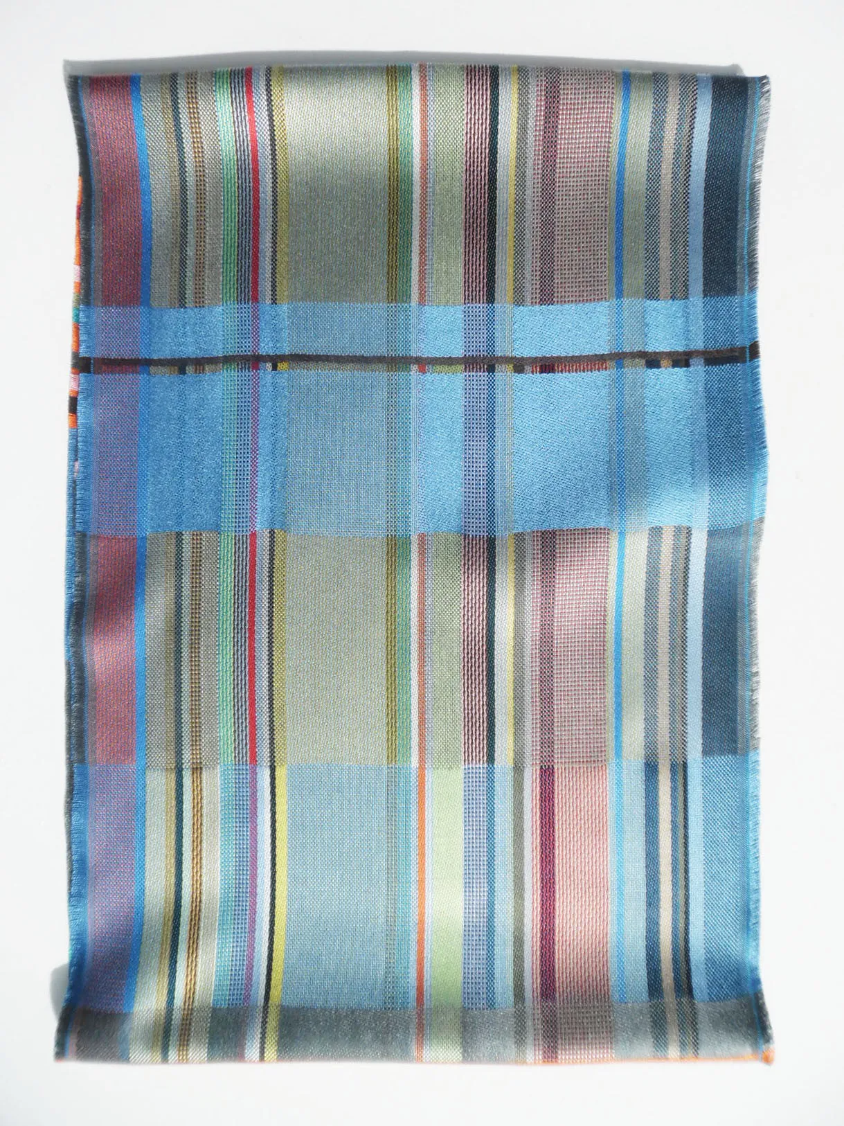 Scarf Silk Colorblock Blue Multi