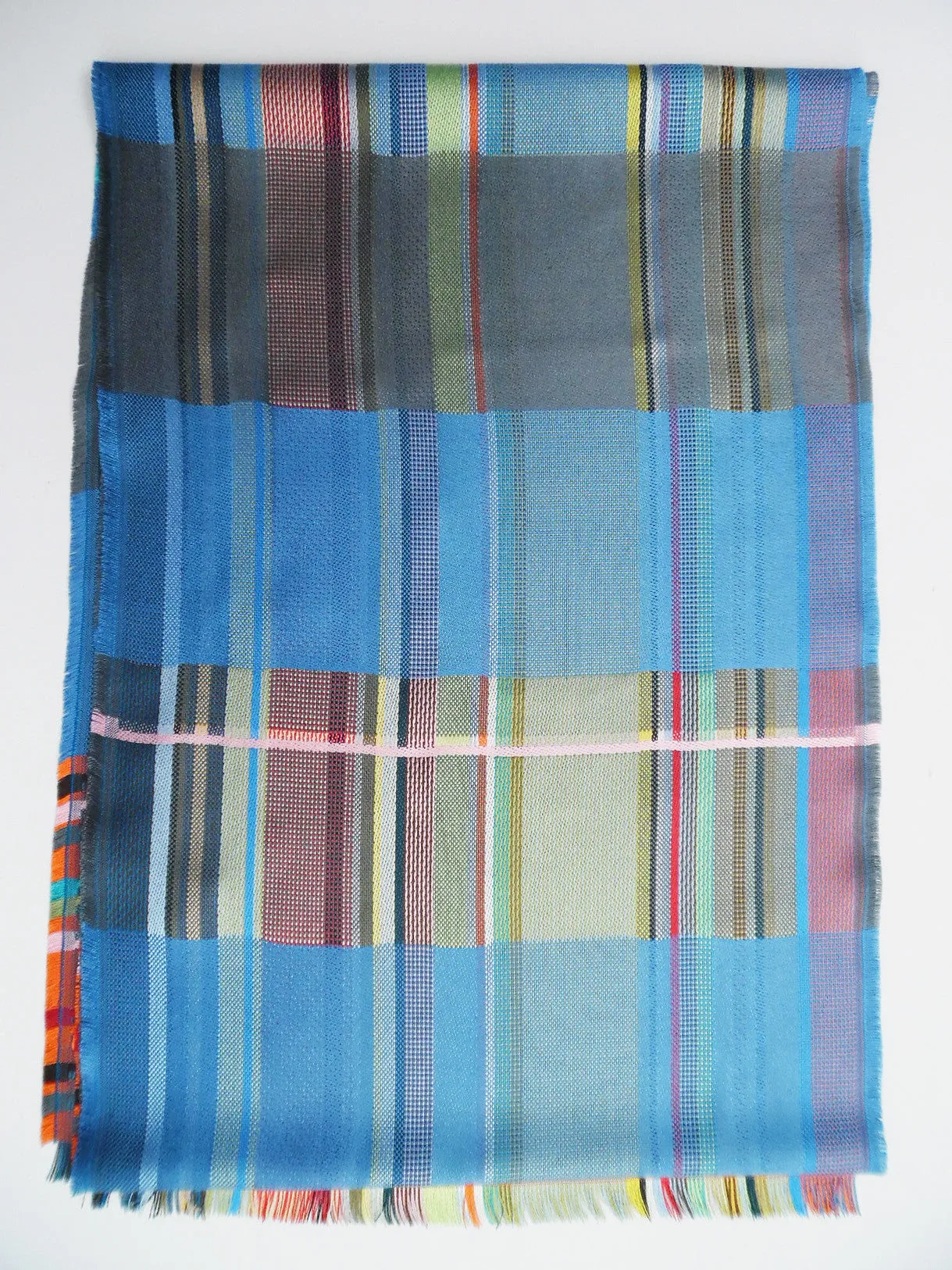 Scarf Silk Colorblock Blue Multi