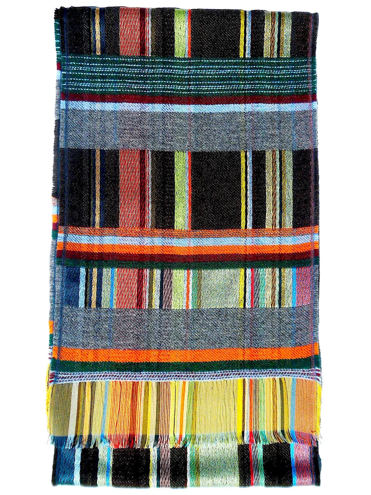 Scarf Silk Wool Colorblock Blue Multi