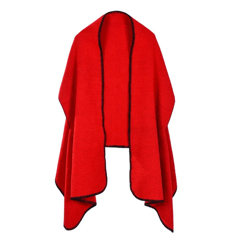 Shawl and scarf dual-use women's winter long imitation cashmere versatile cloak thickened warm cloak coat