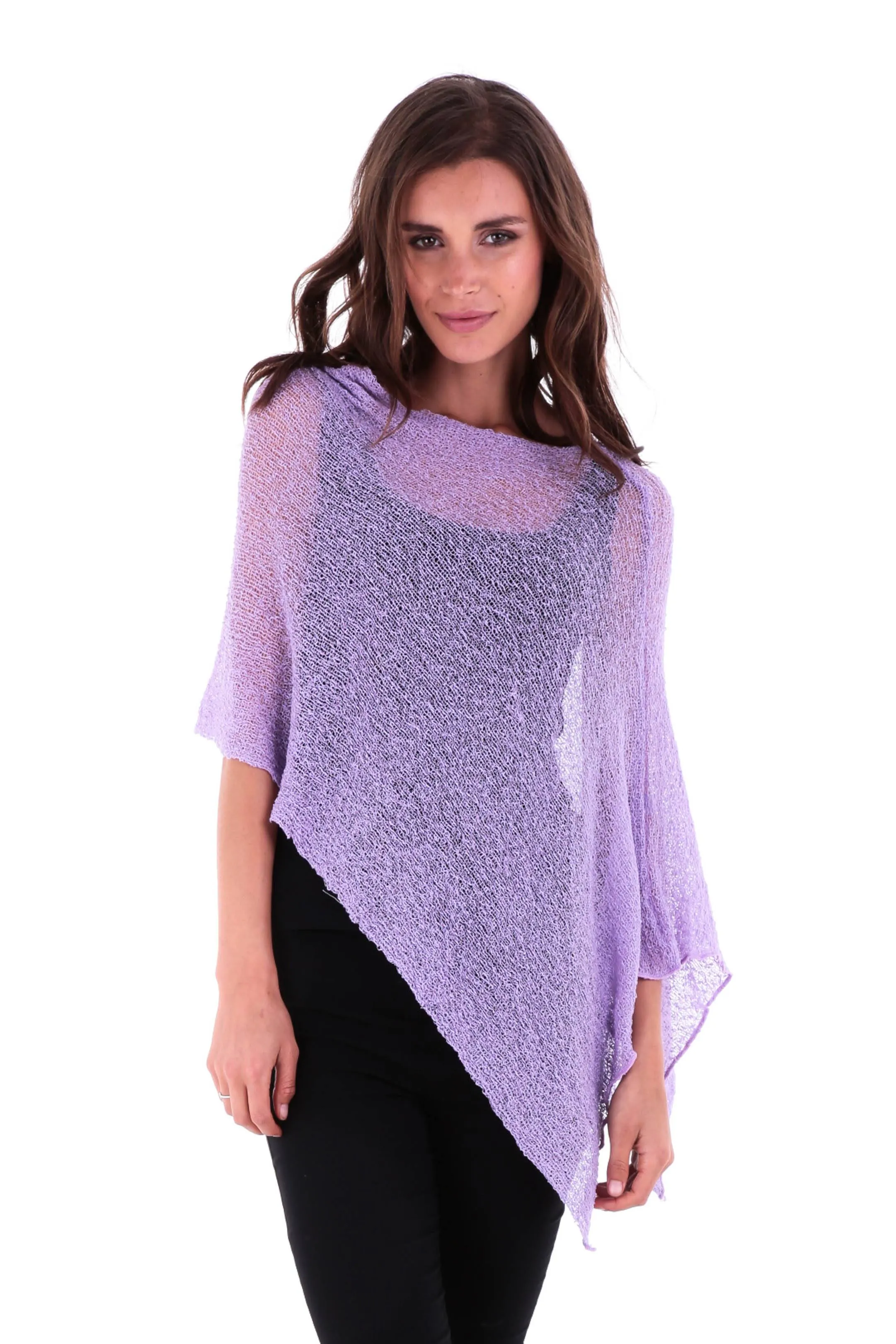 SHU-SHI Womens Sheer Knit Poncho Shrug Lightweight Cover Up One Size Fits Most