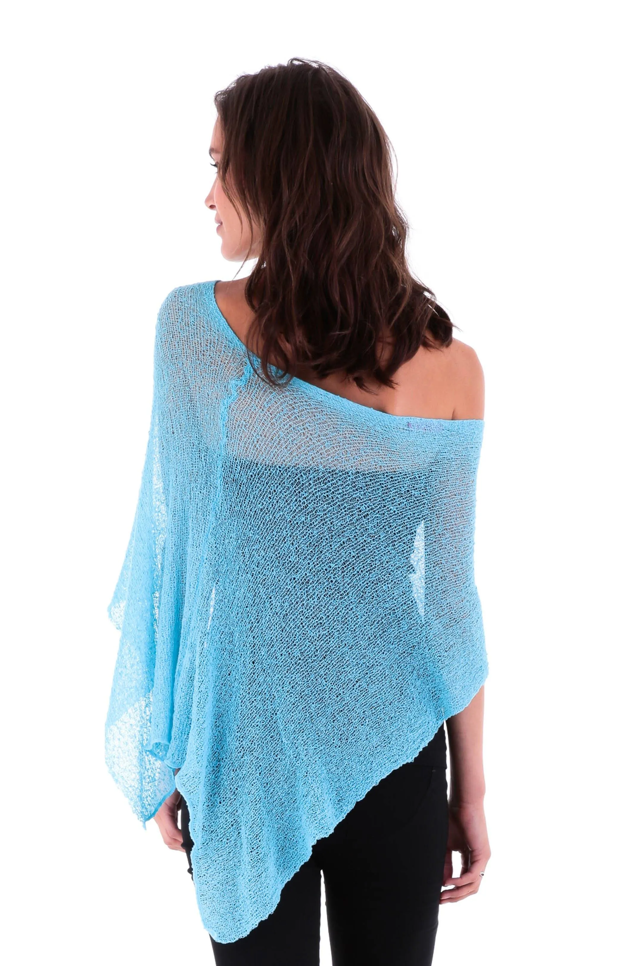 SHU-SHI Womens Sheer Knit Poncho Shrug Lightweight Cover Up One Size Fits Most