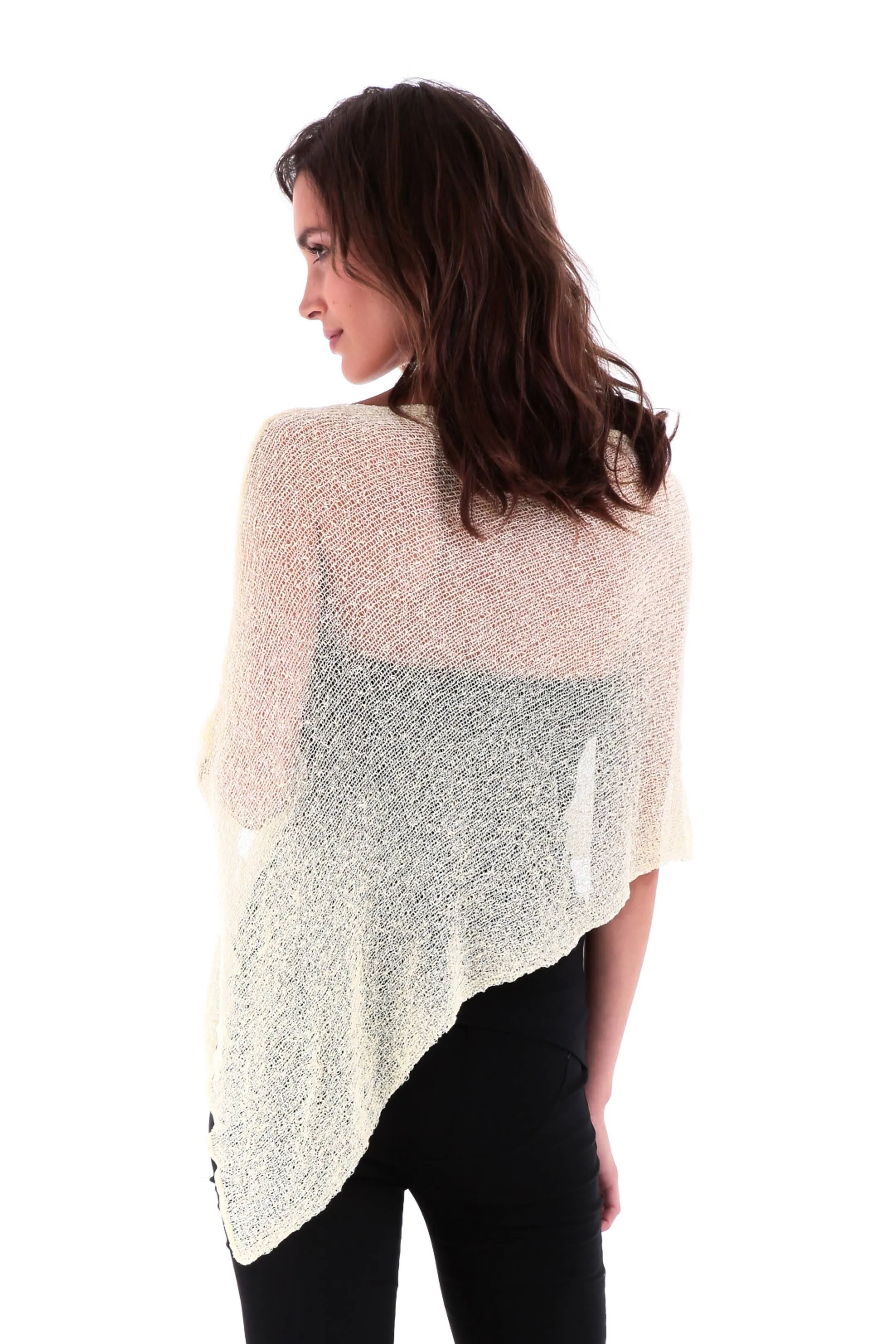 SHU-SHI Womens Sheer Knit Poncho Shrug Lightweight Cover Up One Size Fits Most