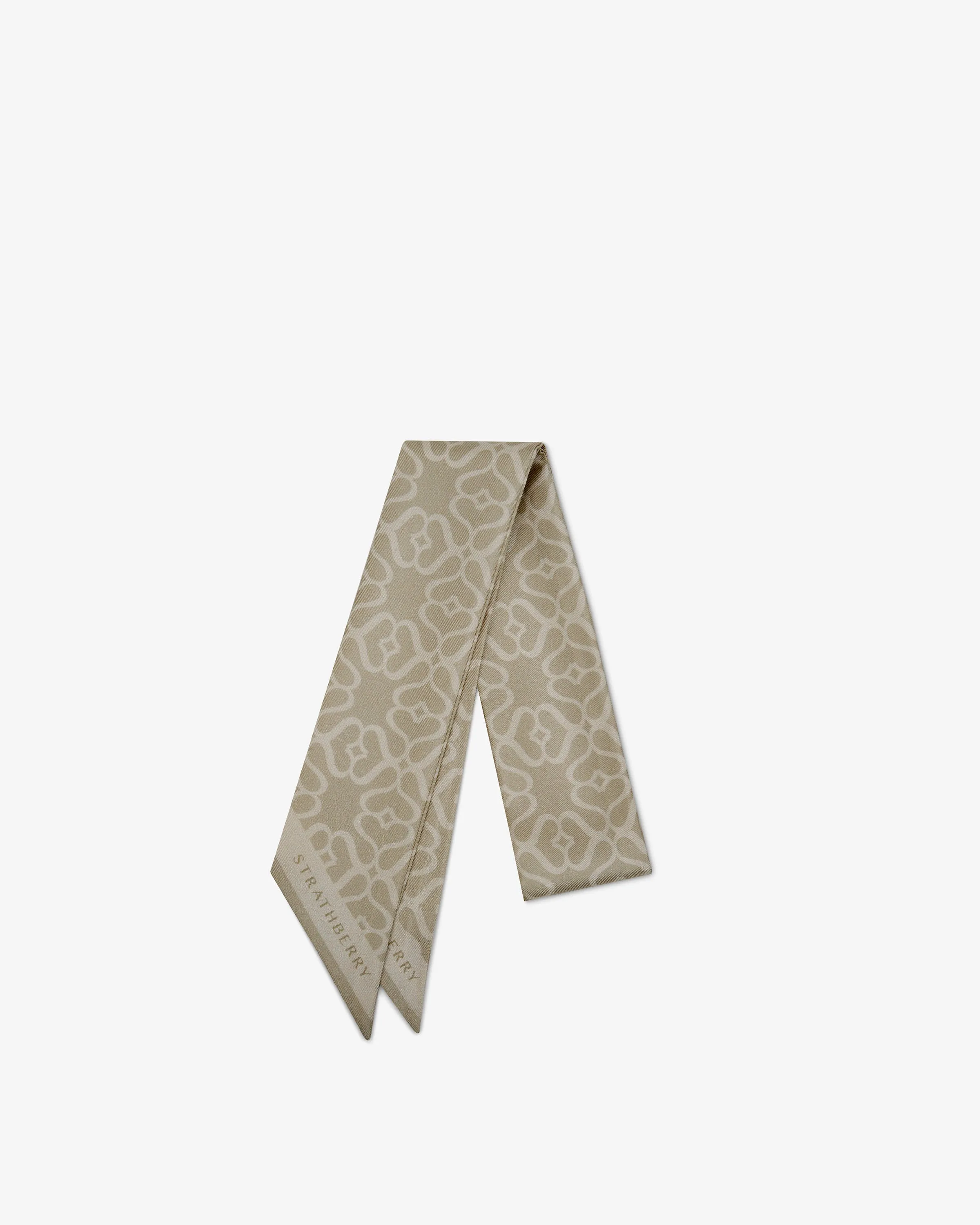 Silk Skinny Scarf - Monogram Oat/Vanilla