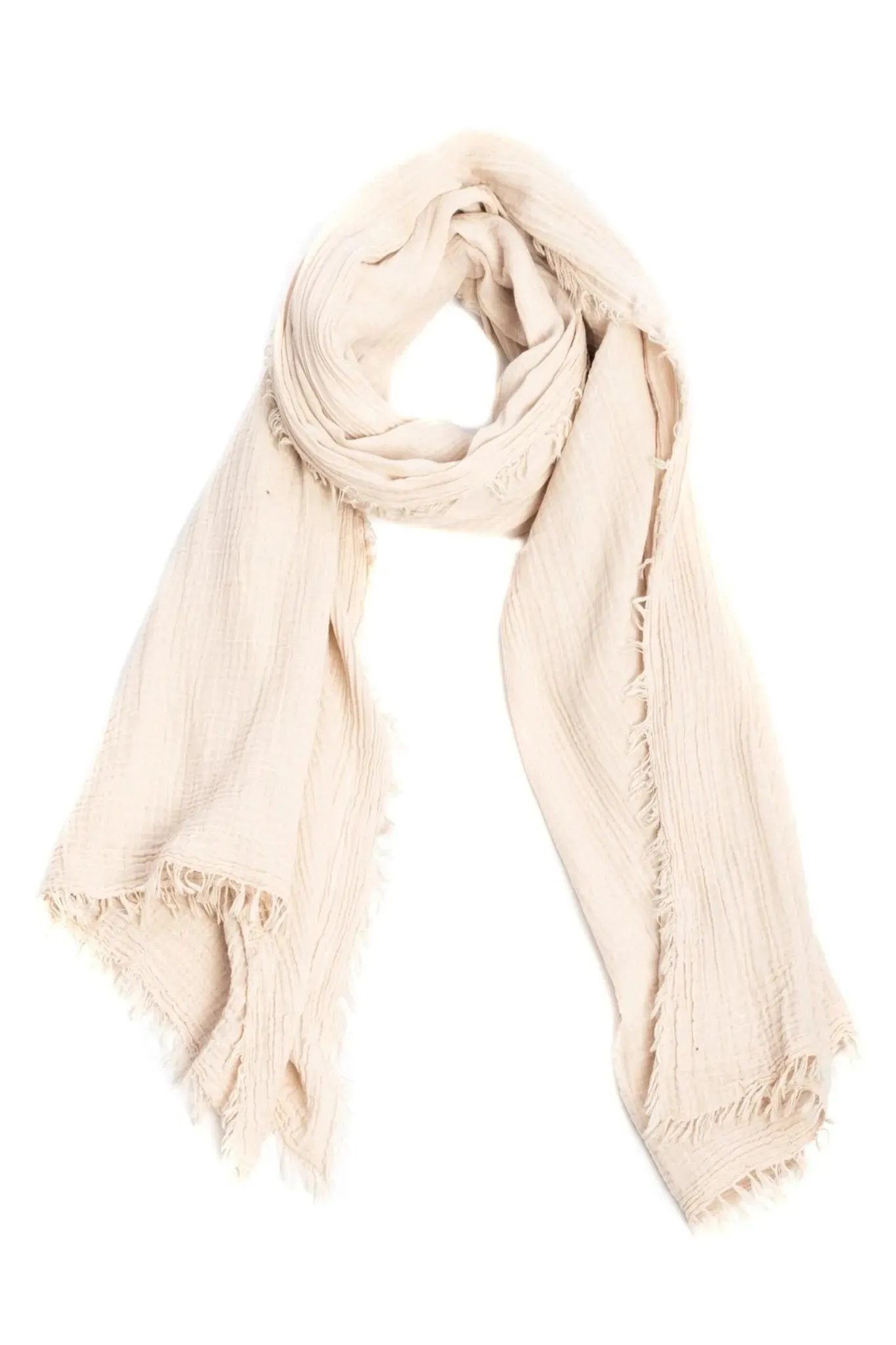 Solid Cotton Fringed Scarf