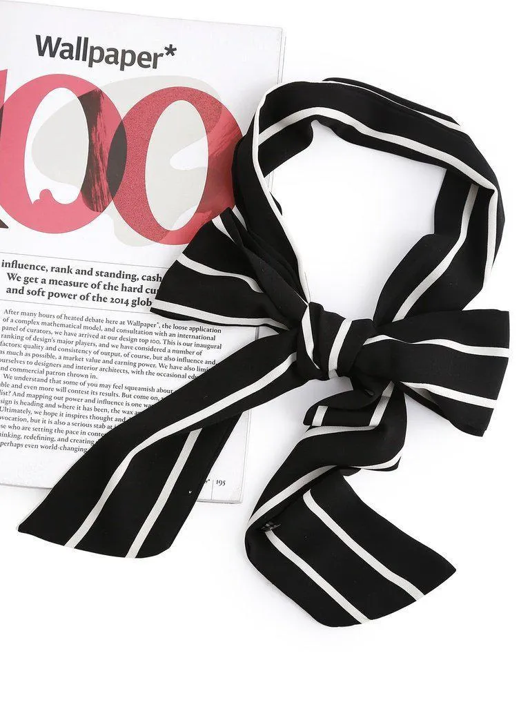 Striped Print Skinny Scarf