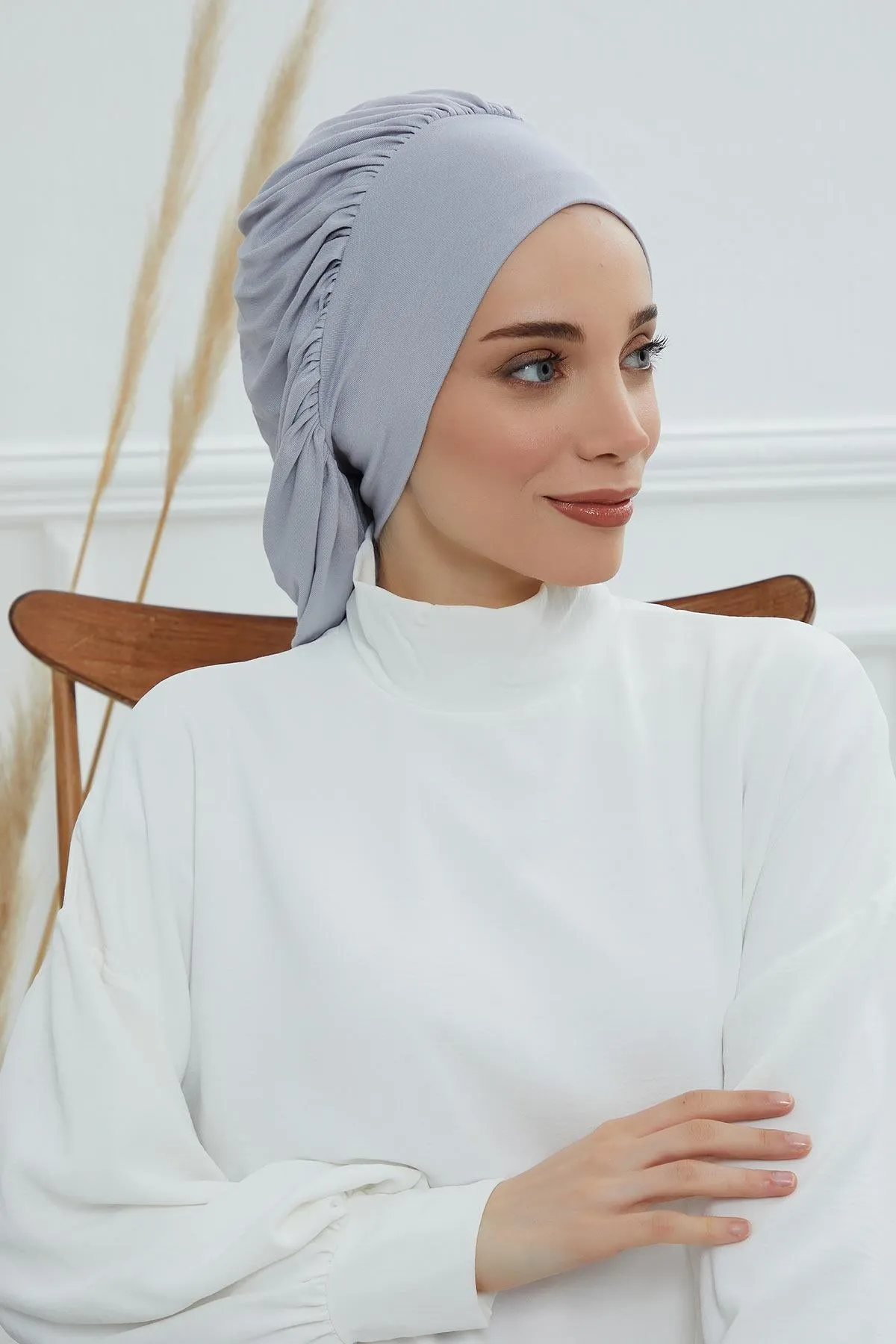 Stylish Cotton Instant Turban For Women Plain Head Wrap, Trendy Soft Beanie Hat for Daily Occasions, Comfortable Chemo Headwear,B-25