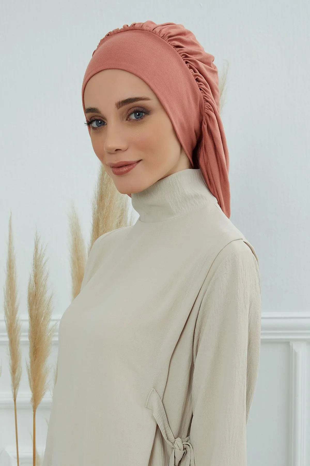 Stylish Cotton Instant Turban For Women Plain Head Wrap, Trendy Soft Beanie Hat for Daily Occasions, Comfortable Chemo Headwear,B-25