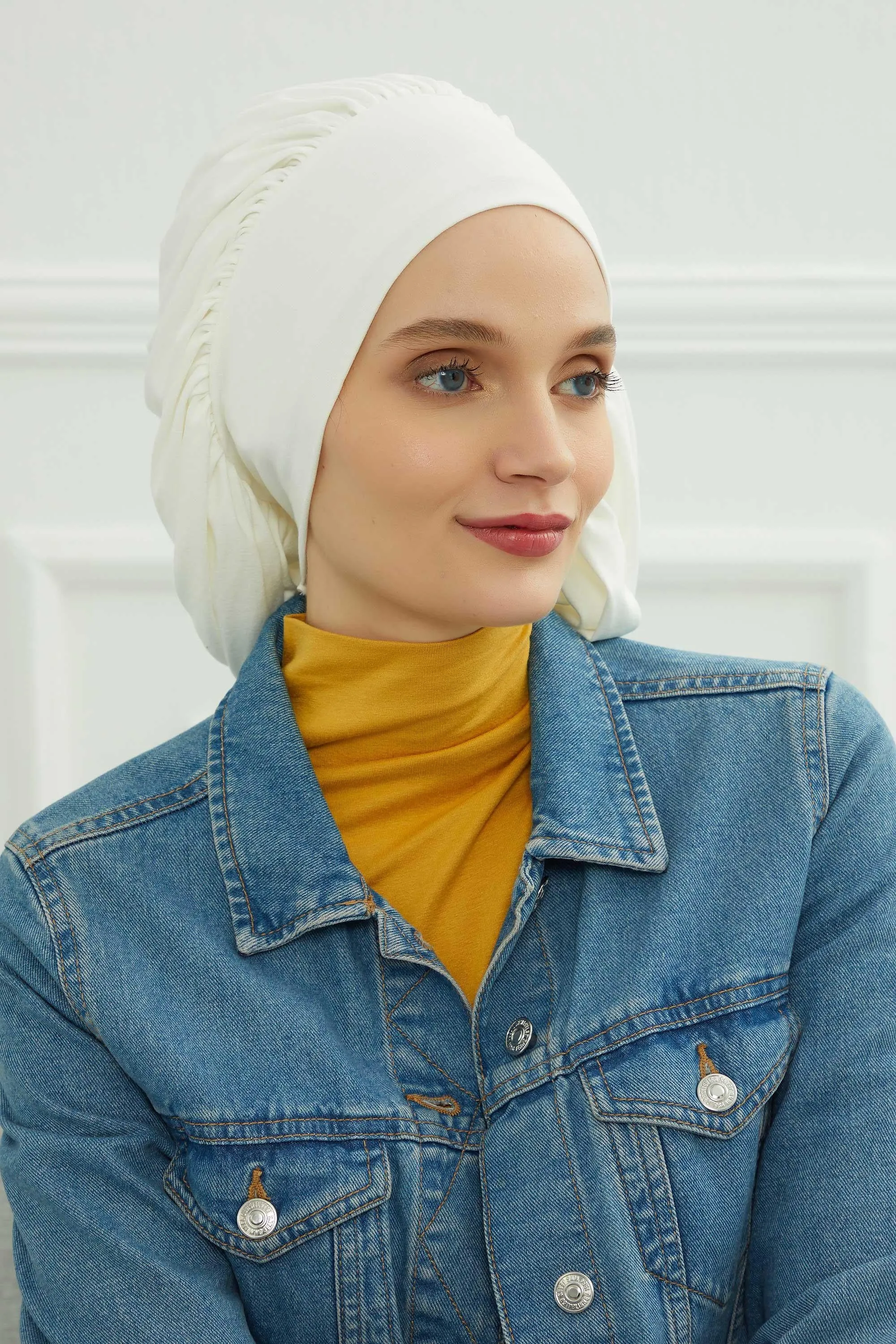 Stylish Cotton Instant Turban For Women Plain Head Wrap, Trendy Soft Beanie Hat for Daily Occasions, Comfortable Chemo Headwear,B-25