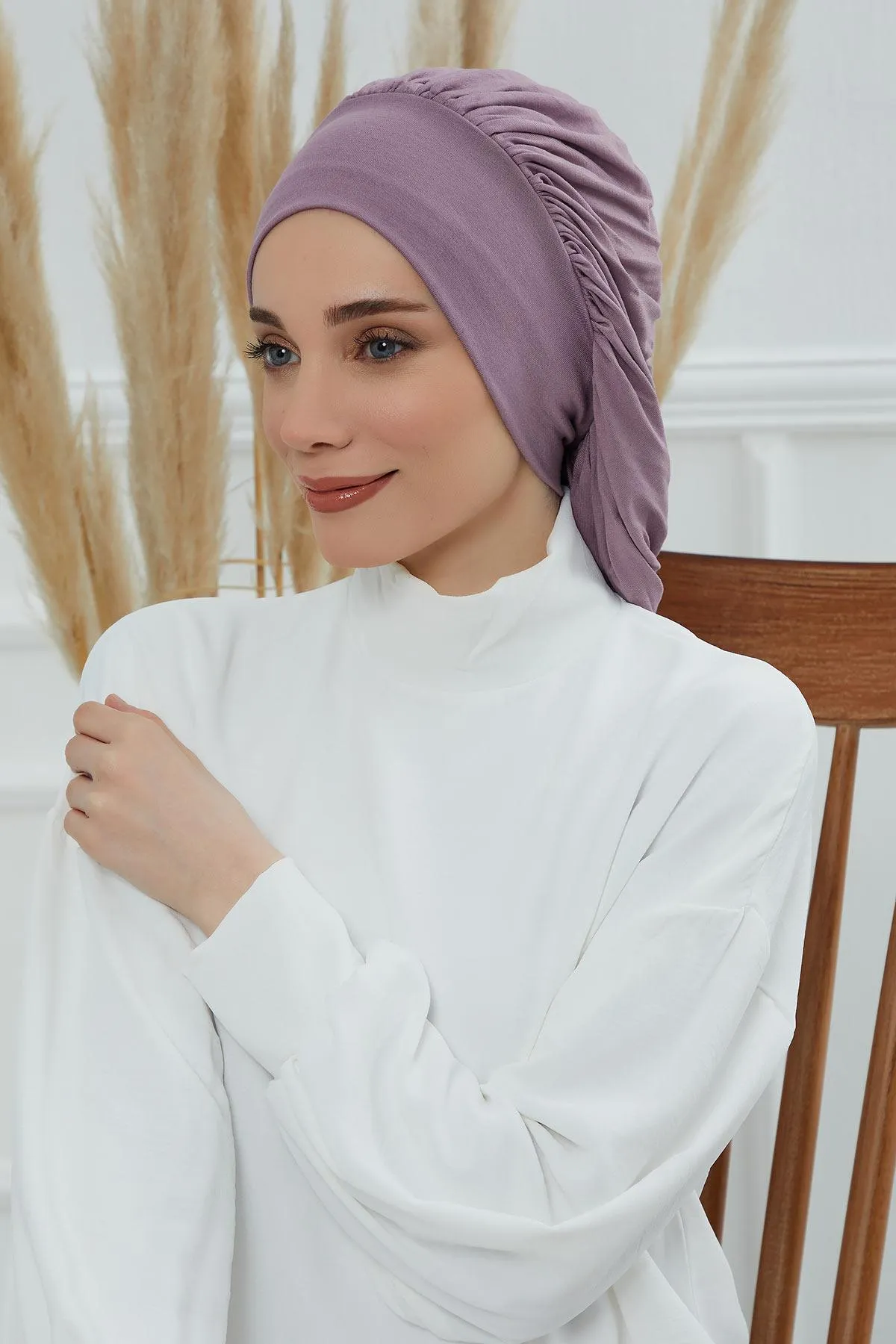 Stylish Cotton Instant Turban For Women Plain Head Wrap, Trendy Soft Beanie Hat for Daily Occasions, Comfortable Chemo Headwear,B-25