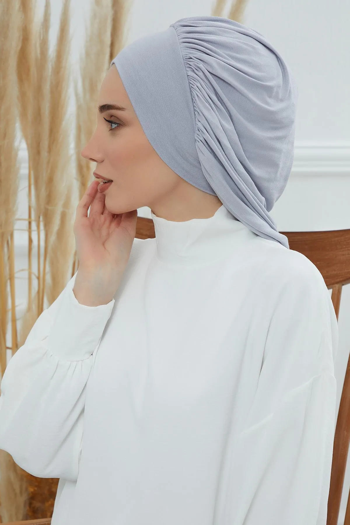 Stylish Cotton Instant Turban For Women Plain Head Wrap, Trendy Soft Beanie Hat for Daily Occasions, Comfortable Chemo Headwear,B-25