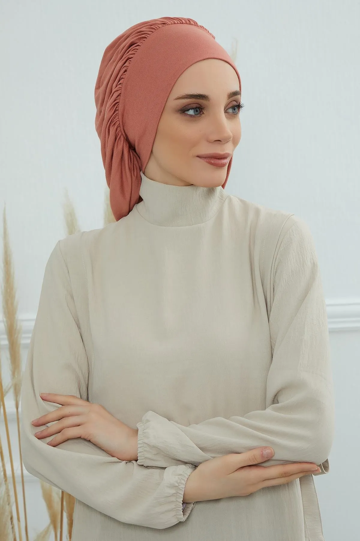 Stylish Cotton Instant Turban For Women Plain Head Wrap, Trendy Soft Beanie Hat for Daily Occasions, Comfortable Chemo Headwear,B-25