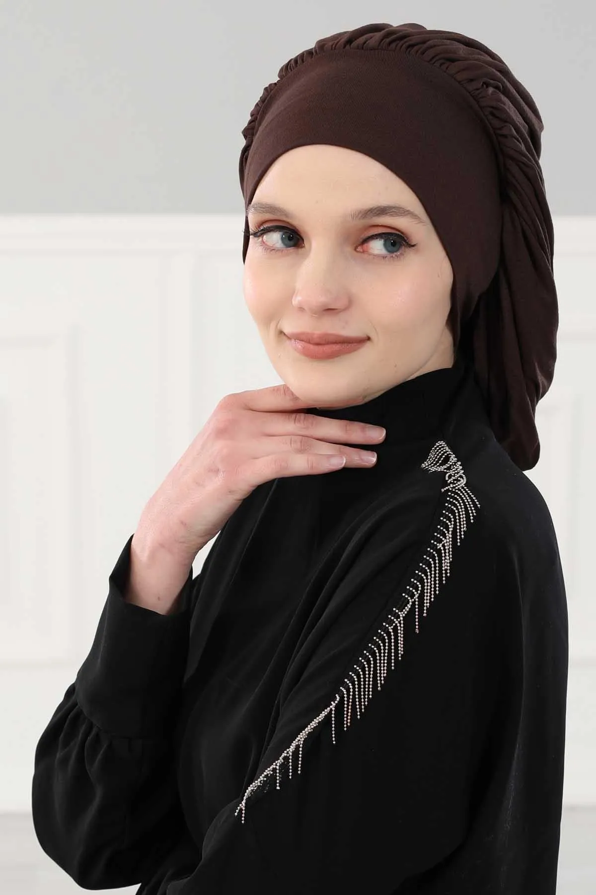 Stylish Cotton Instant Turban For Women Plain Head Wrap, Trendy Soft Beanie Hat for Daily Occasions, Comfortable Chemo Headwear,B-25