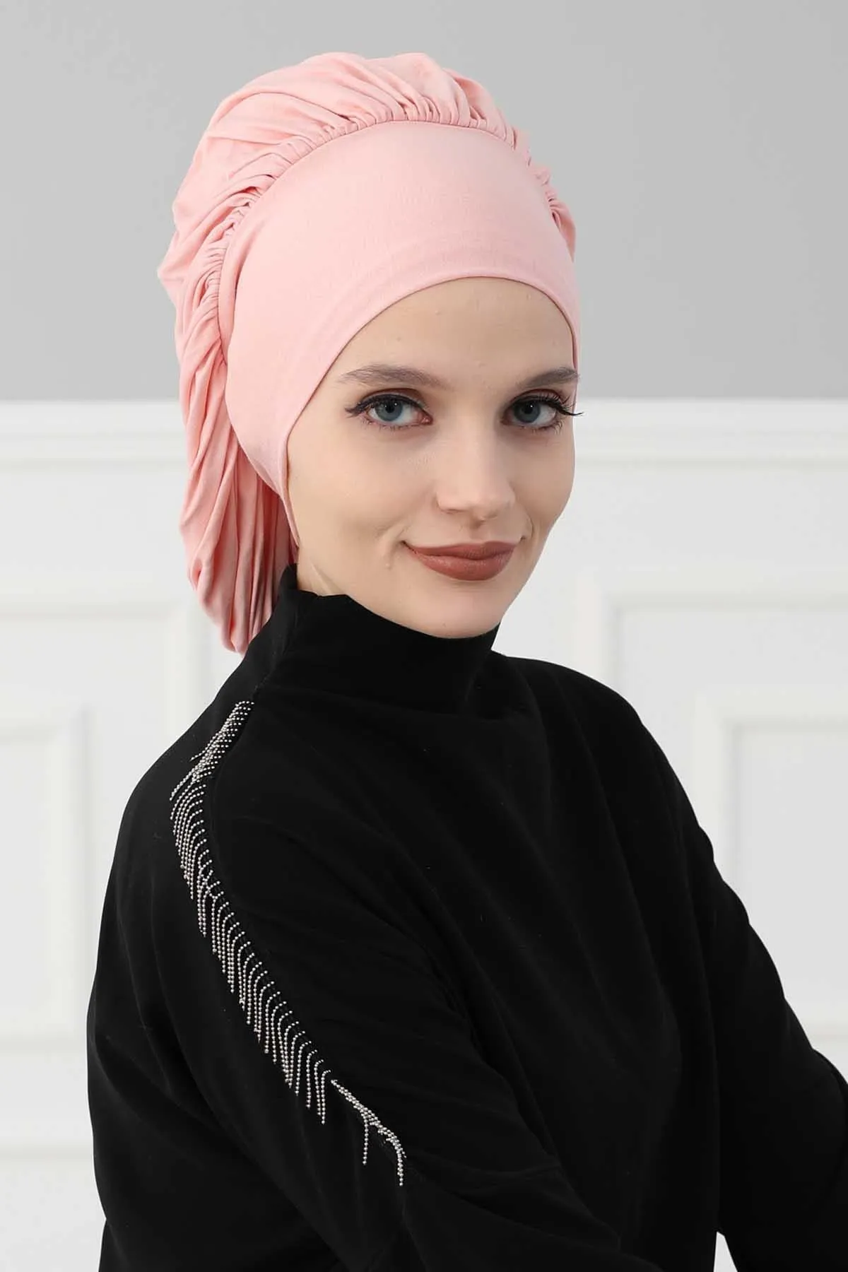 Stylish Cotton Instant Turban For Women Plain Head Wrap, Trendy Soft Beanie Hat for Daily Occasions, Comfortable Chemo Headwear,B-25