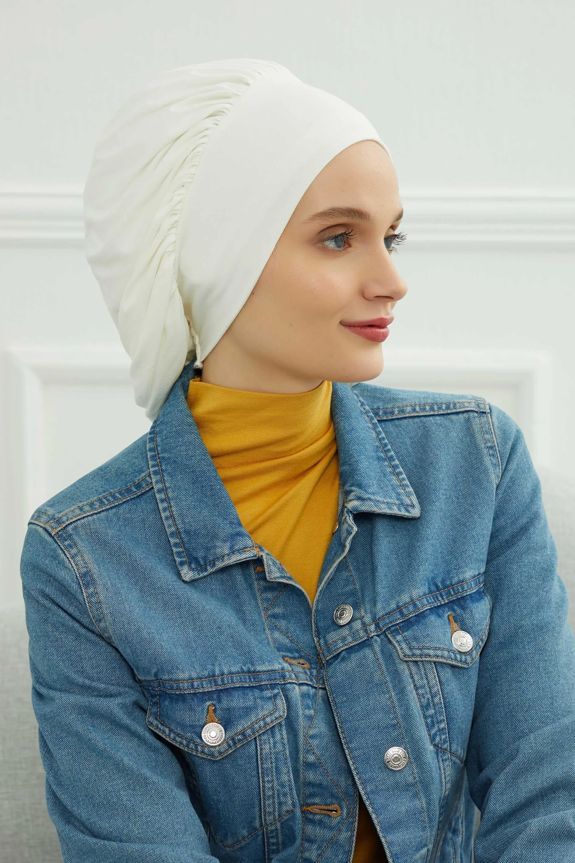 Stylish Cotton Instant Turban For Women Plain Head Wrap, Trendy Soft Beanie Hat for Daily Occasions, Comfortable Chemo Headwear,B-25