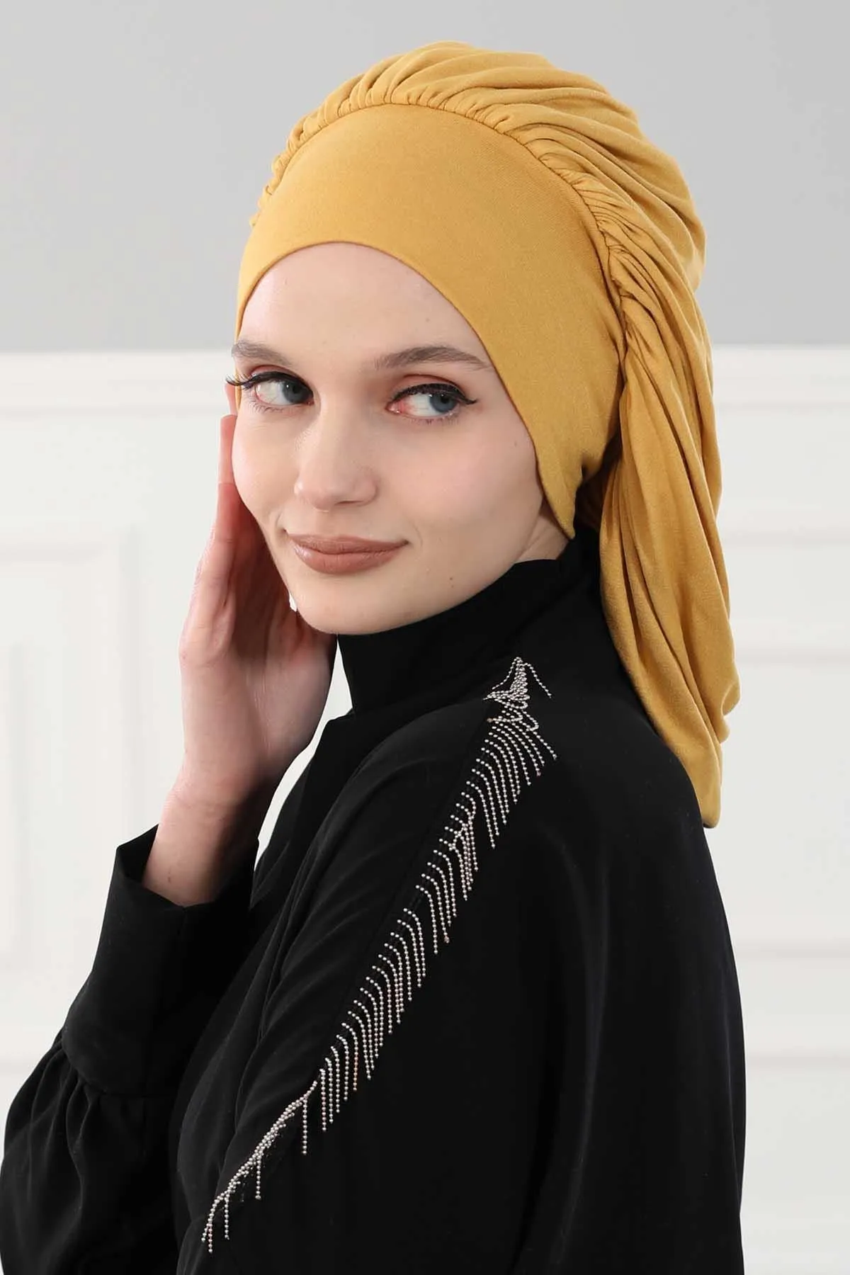 Stylish Cotton Instant Turban For Women Plain Head Wrap, Trendy Soft Beanie Hat for Daily Occasions, Comfortable Chemo Headwear,B-25