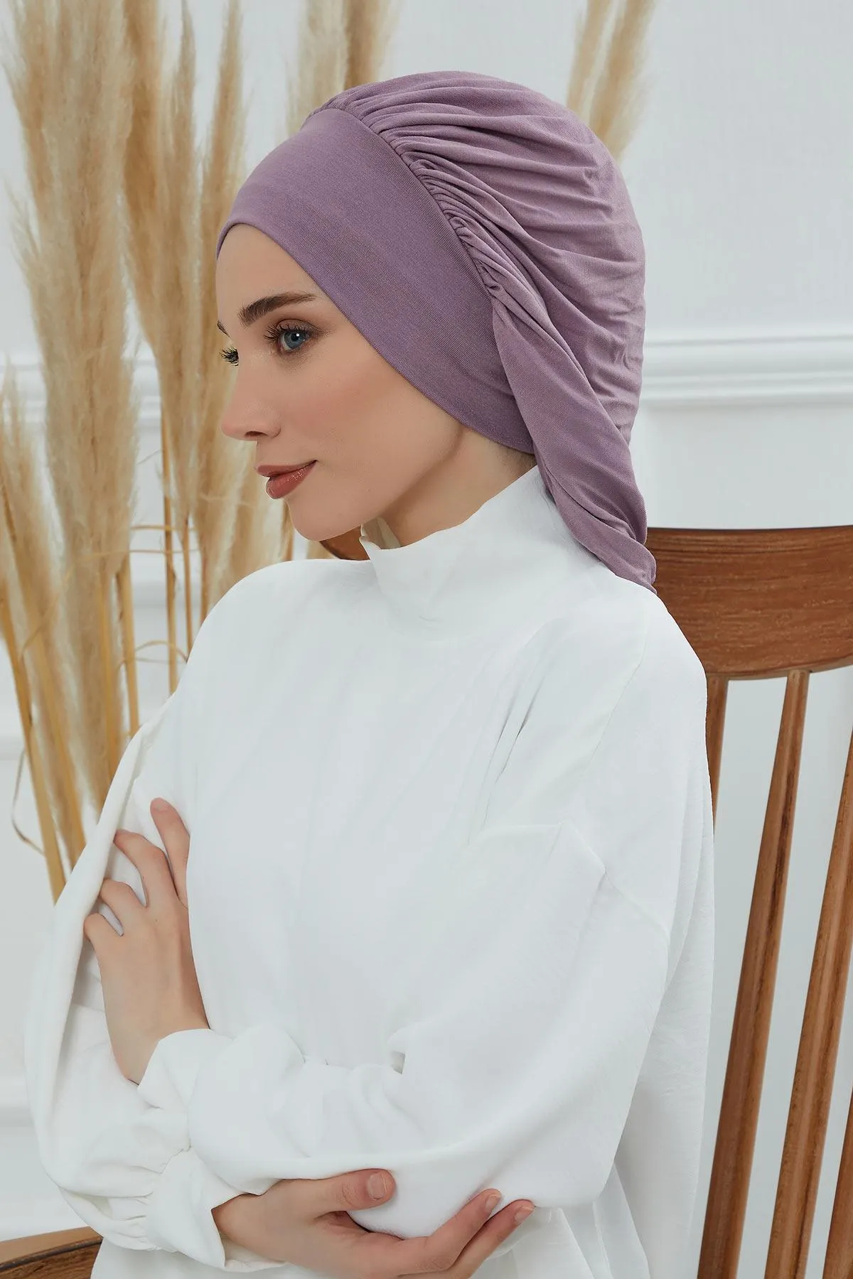 Stylish Cotton Instant Turban For Women Plain Head Wrap, Trendy Soft Beanie Hat for Daily Occasions, Comfortable Chemo Headwear,B-25