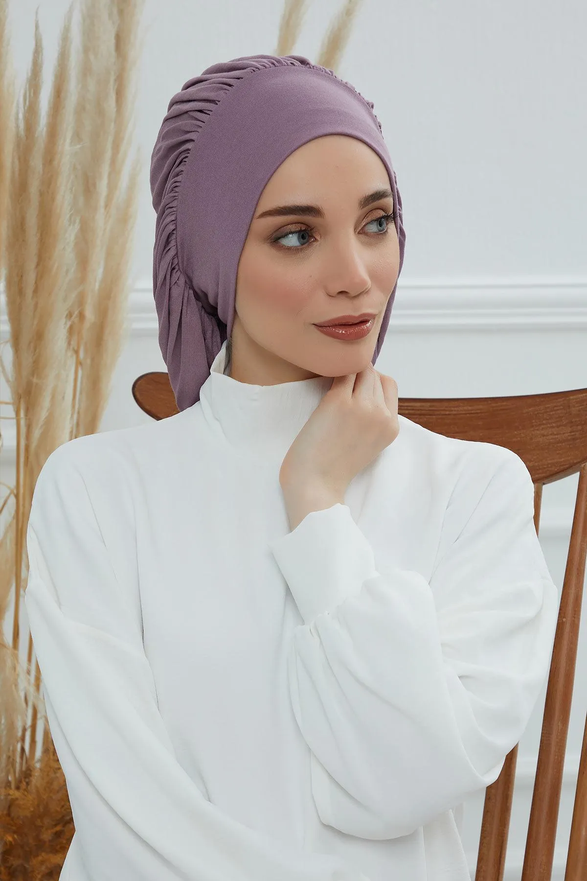 Stylish Cotton Instant Turban For Women Plain Head Wrap, Trendy Soft Beanie Hat for Daily Occasions, Comfortable Chemo Headwear,B-25