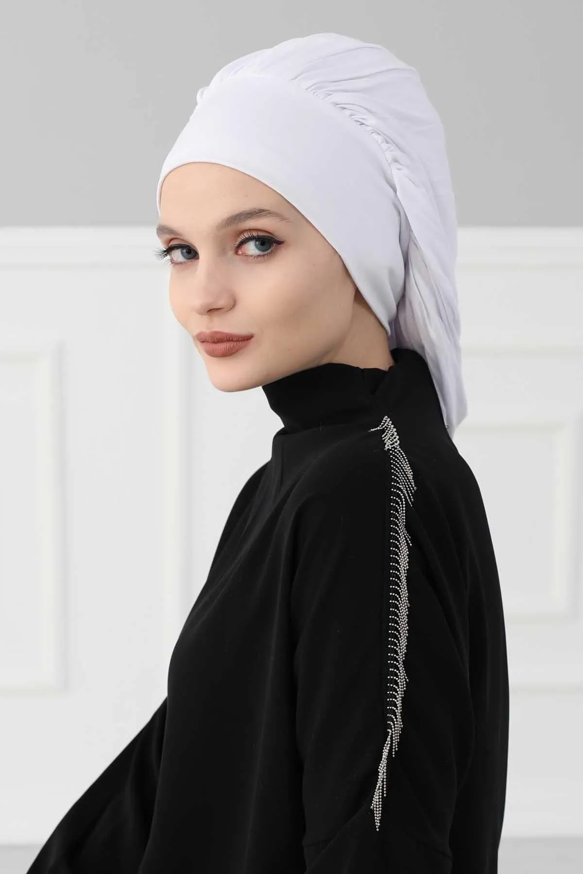 Stylish Cotton Instant Turban For Women Plain Head Wrap, Trendy Soft Beanie Hat for Daily Occasions, Comfortable Chemo Headwear,B-25