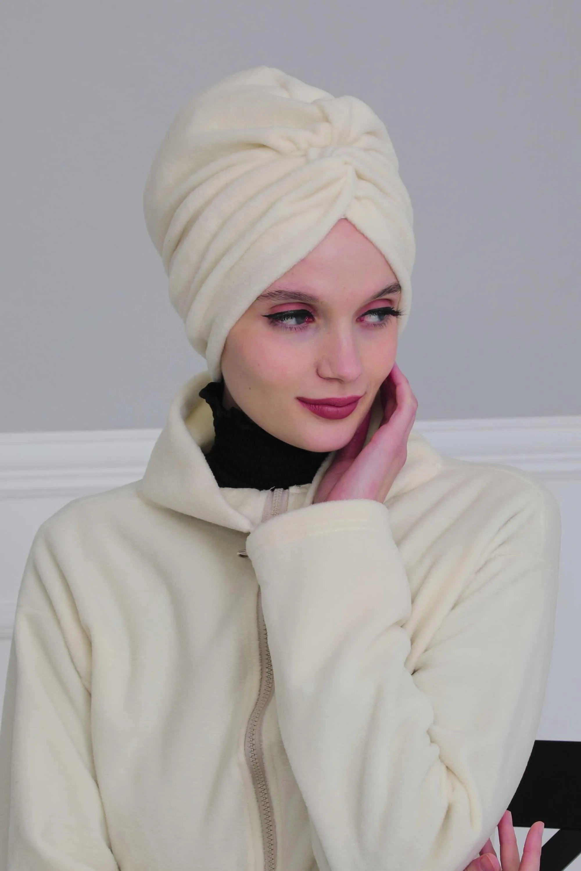 Super Soft Fleece Instant Turban Hijab for Women, Elegant Winter Fashion Hijab Turban, Warm Pre-Tied Headwrap, Comfortable Chemo Bonnet,B-4P