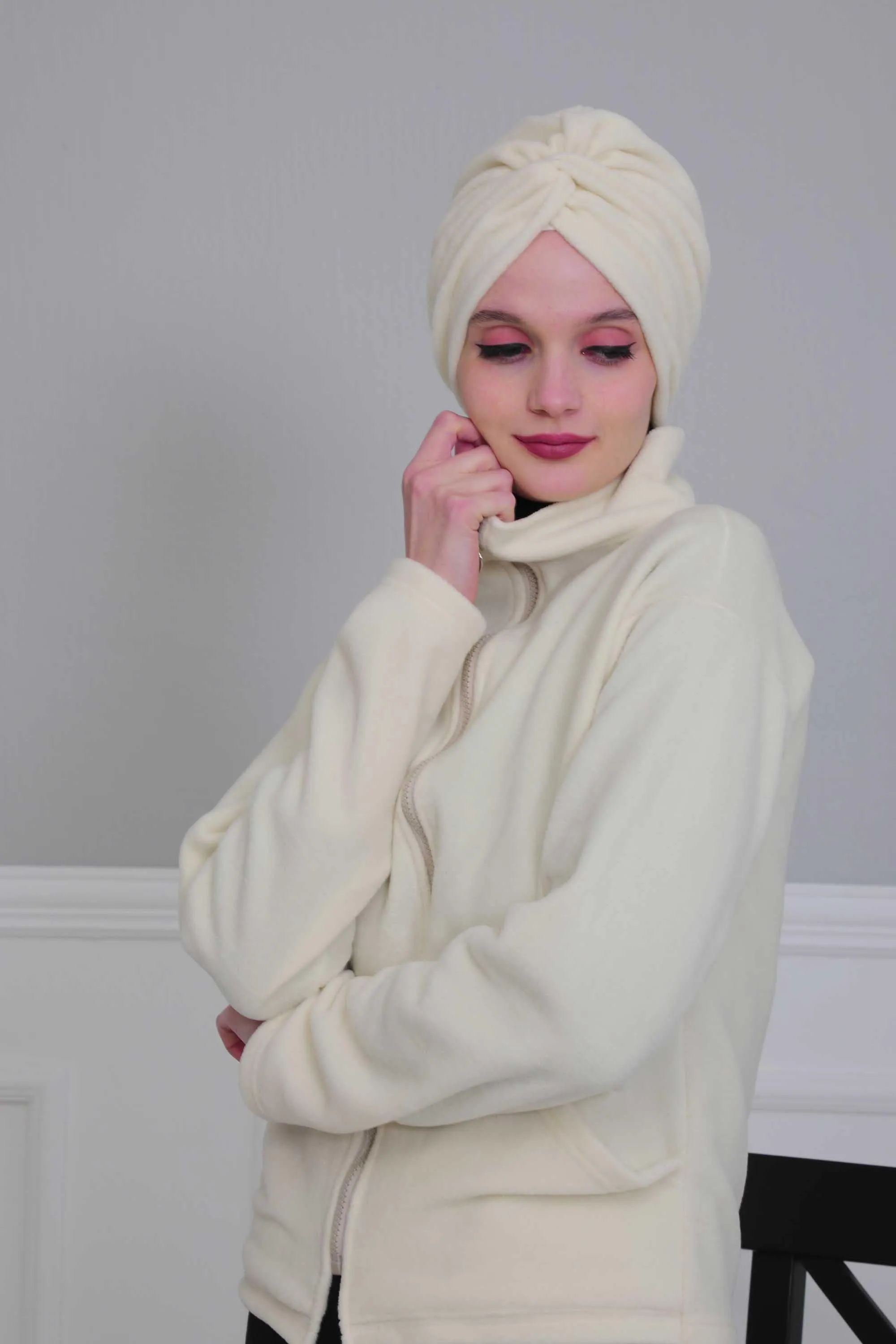 Super Soft Fleece Instant Turban Hijab for Women, Elegant Winter Fashion Hijab Turban, Warm Pre-Tied Headwrap, Comfortable Chemo Bonnet,B-4P