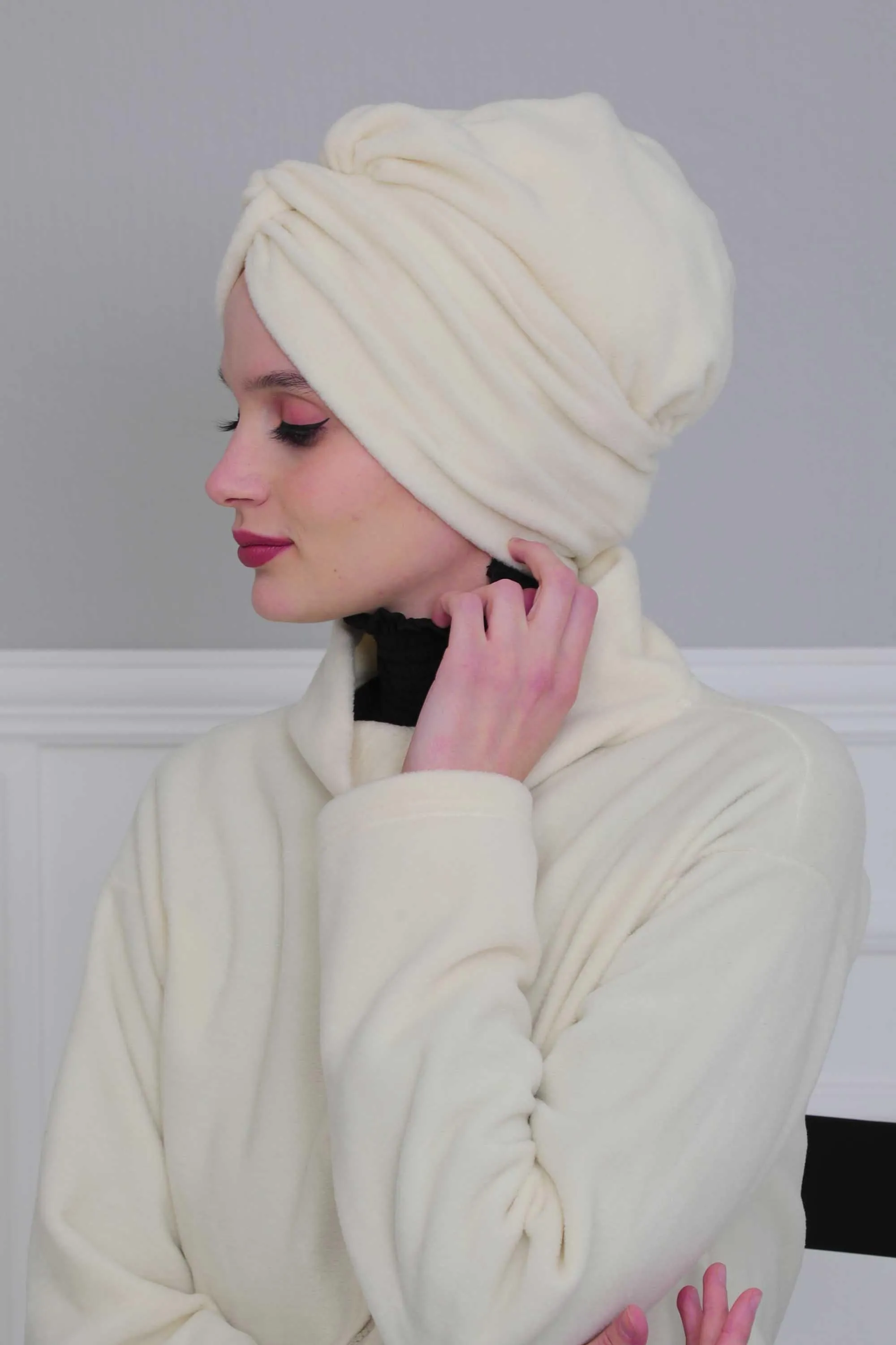 Super Soft Fleece Instant Turban Hijab for Women, Elegant Winter Fashion Hijab Turban, Warm Pre-Tied Headwrap, Comfortable Chemo Bonnet,B-4P