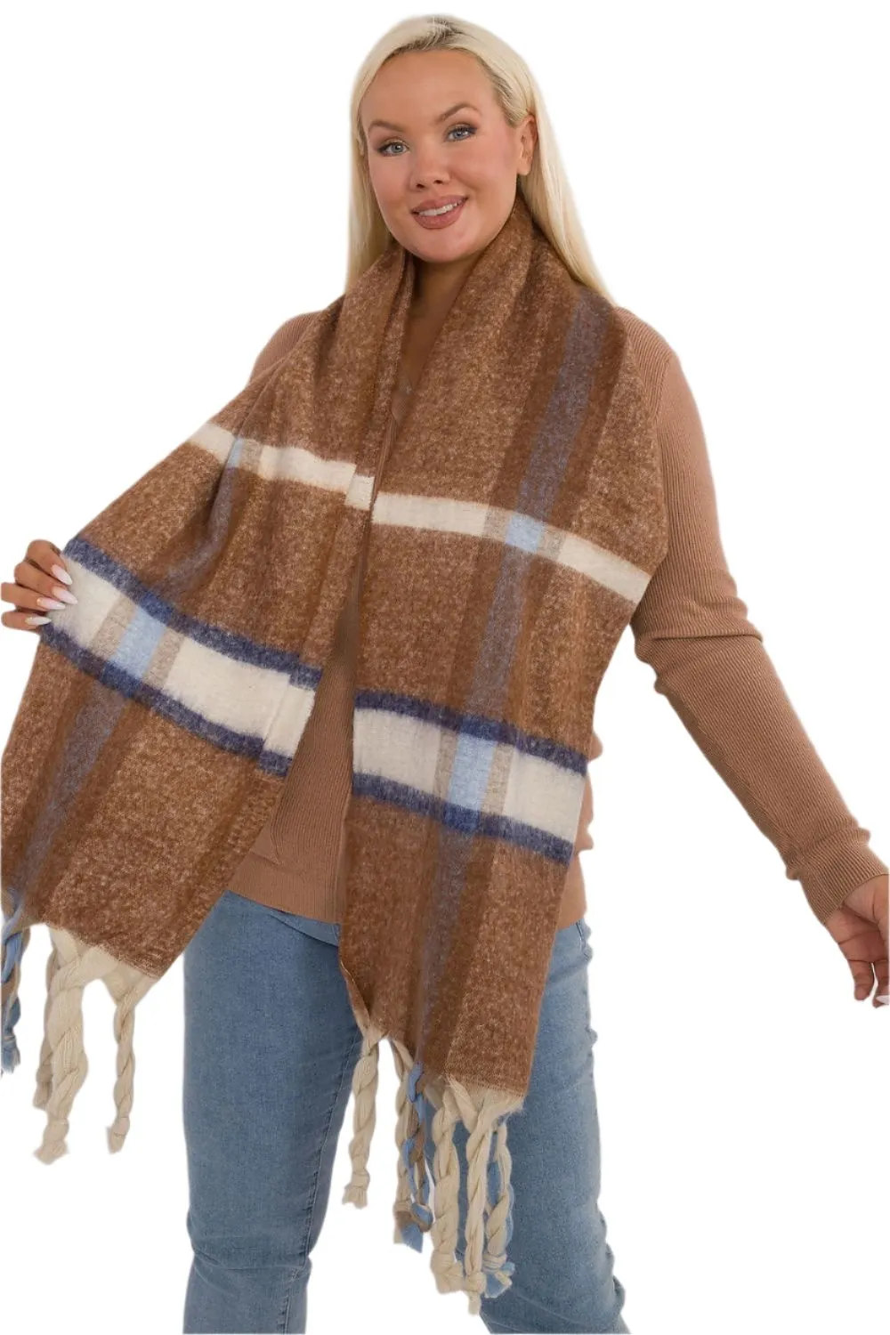 TEEK - Big Plaid Fringe Scarf