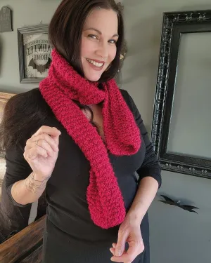 The "Crimson" Knit Scarf in a Chunky Red Boucle Yarn