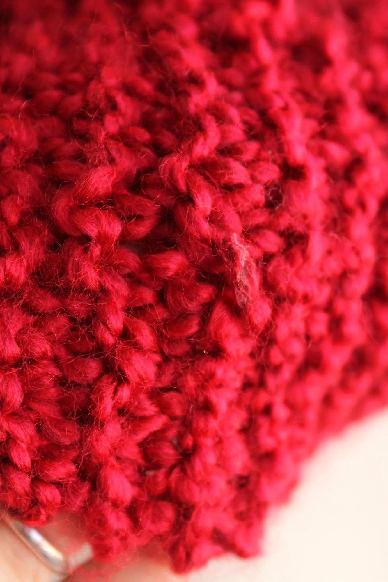 The "Crimson" Knit Scarf in a Chunky Red Boucle Yarn