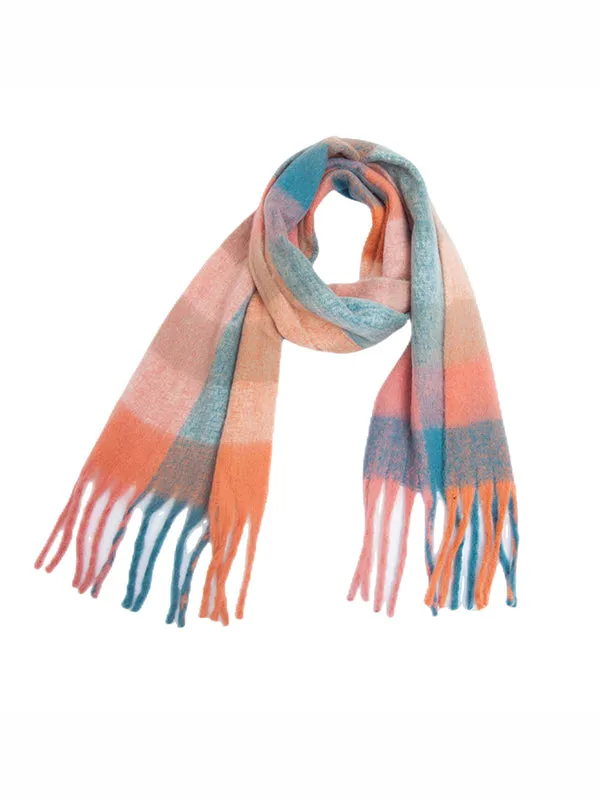 Thick Keep Warm Plaid Tasseled Shawl&Scarf