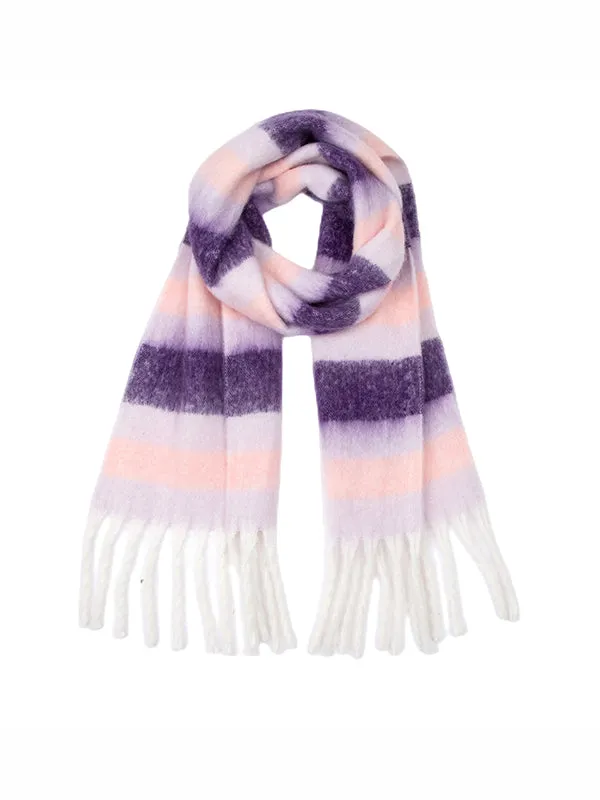 Thick Keep Warm Striped Tasseled Shawl&Scarf